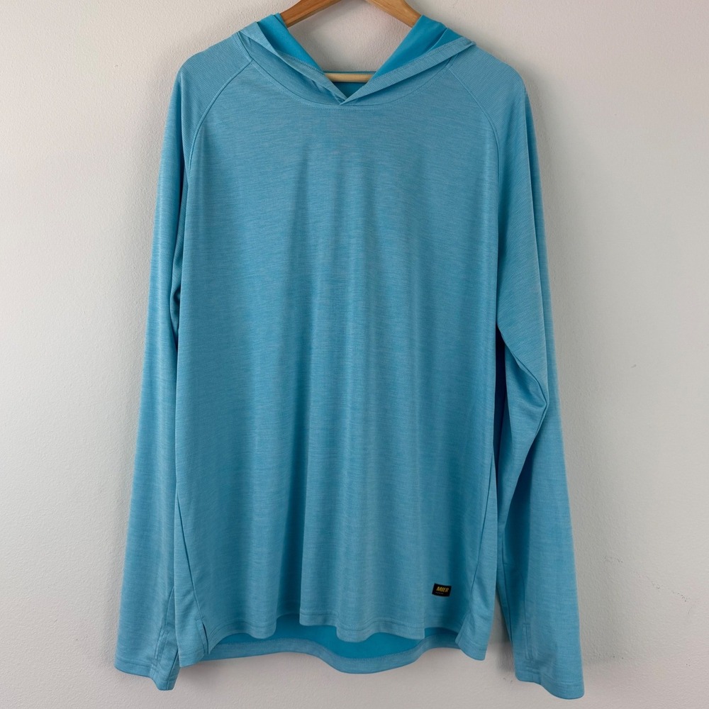 Mier Mens XL Sun Protection Hoodie Light Blue Heathered Long Sleeve Running